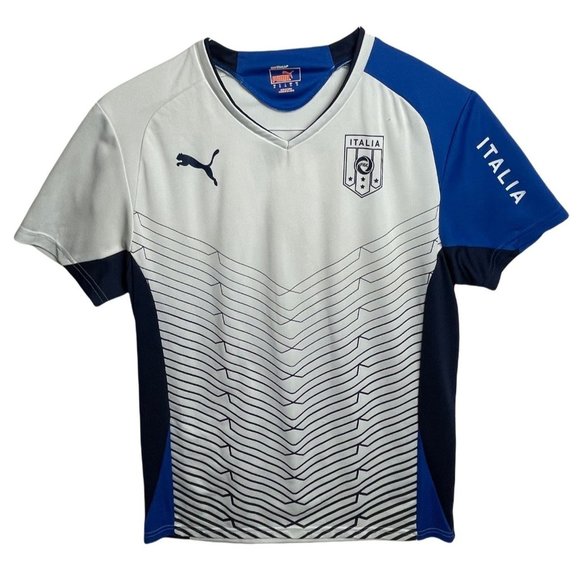 Puma Other - Puma Italia Men's Sz M White Blue V-Neck FGIC Soccer Futbol Training Jersey